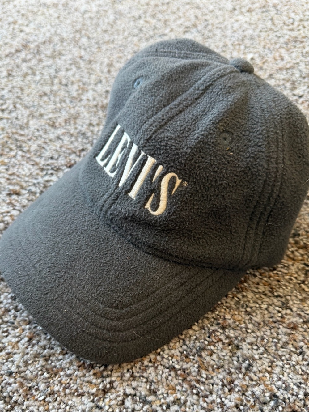 Levi's Polar Fleece Serif Logo Baseball Cap Black Snapback Hat 58cm Streetwear